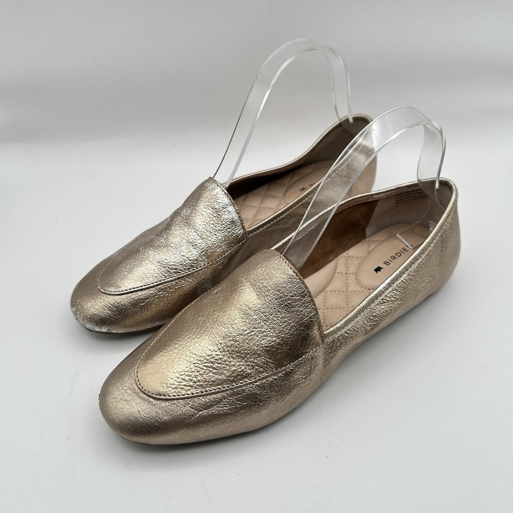 Birdies The Vesper Gold Flats Womens Size 7 Metallic Designer Comfort Distressed